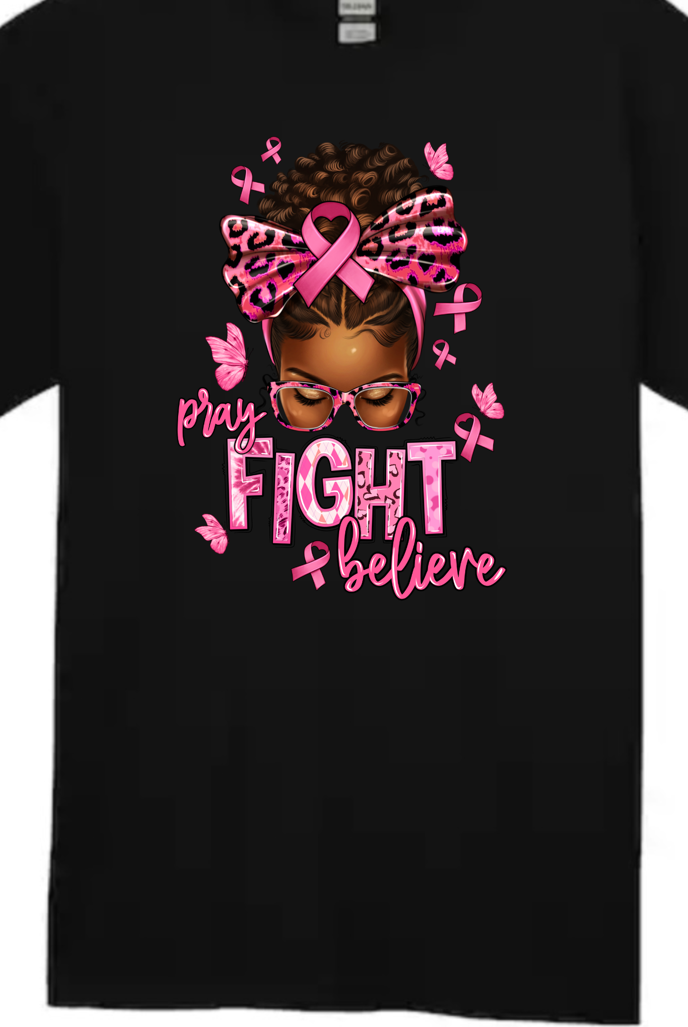 Breast Cancer Afro Puff Tee Shirt