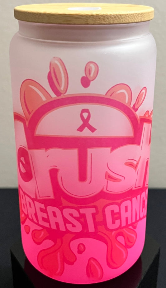 Crush Breast Cancer Frosted Drinking Tumbler