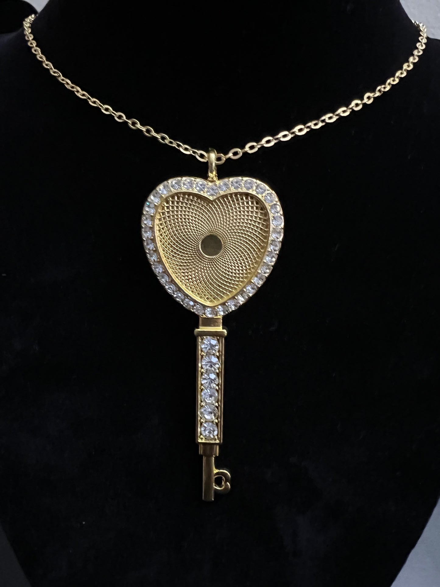 Single sided Rhinestone Key Pendant